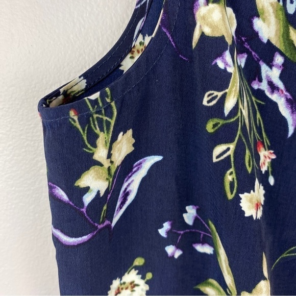 CATHERINE Malandrino Navy Blue Floral Sleeveless Dress Small - Picture 11 of 13
